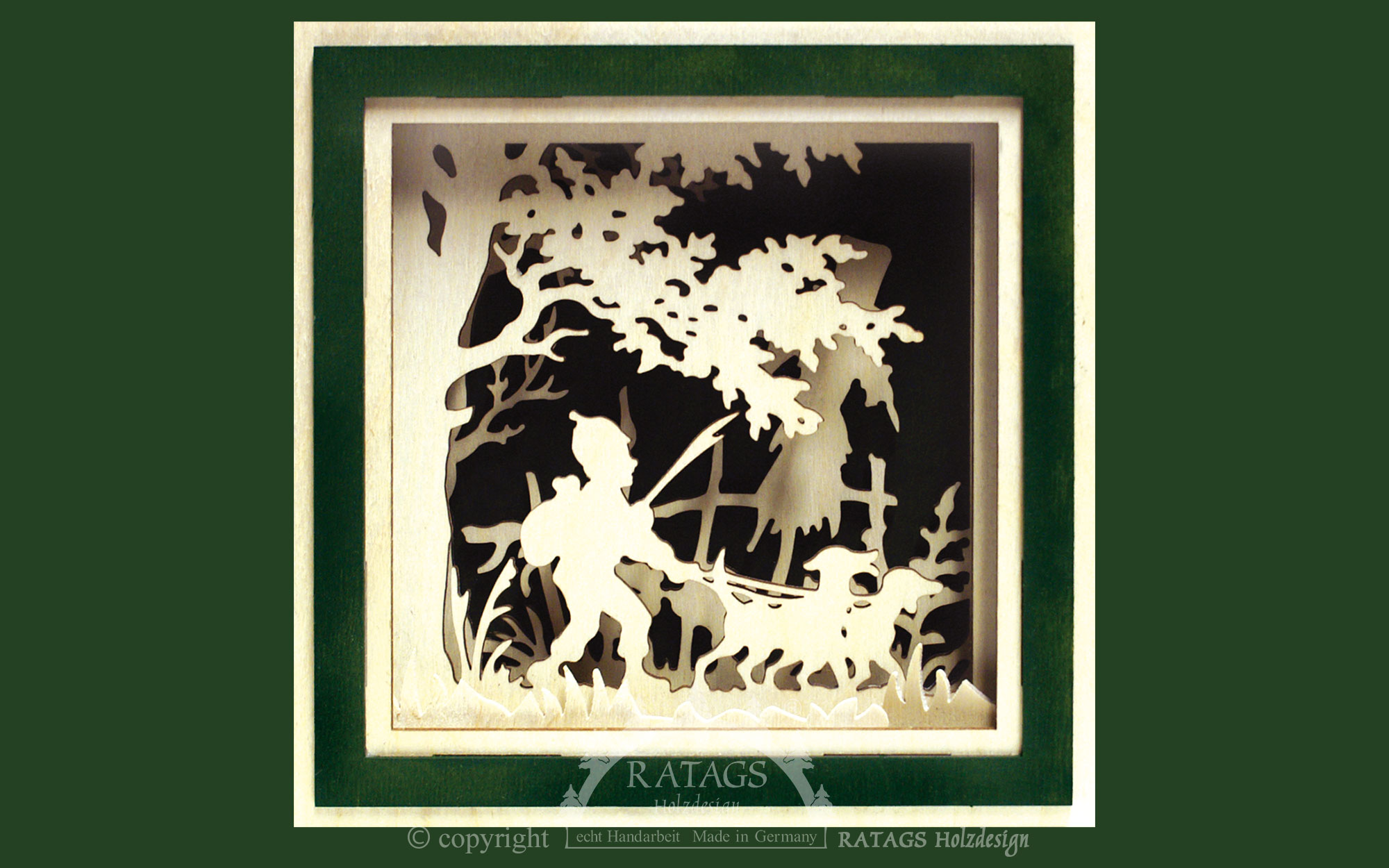 3D wall picture, stalking, dark green frame