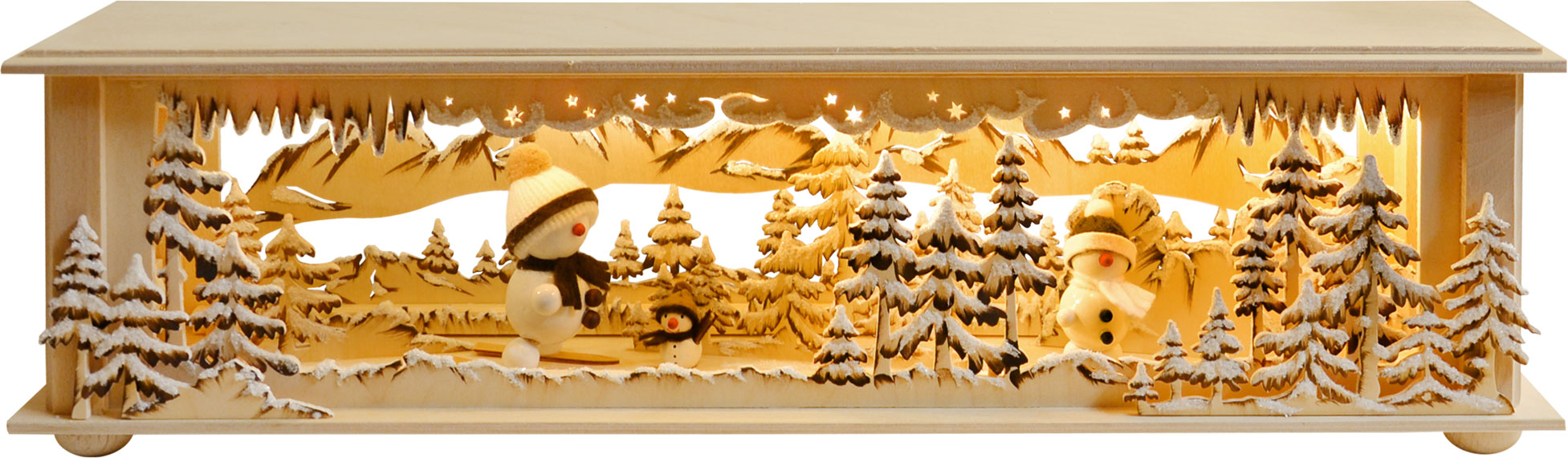 Small room light, white snowmen, NEW 2015, hand-painted brown, hoarfrost