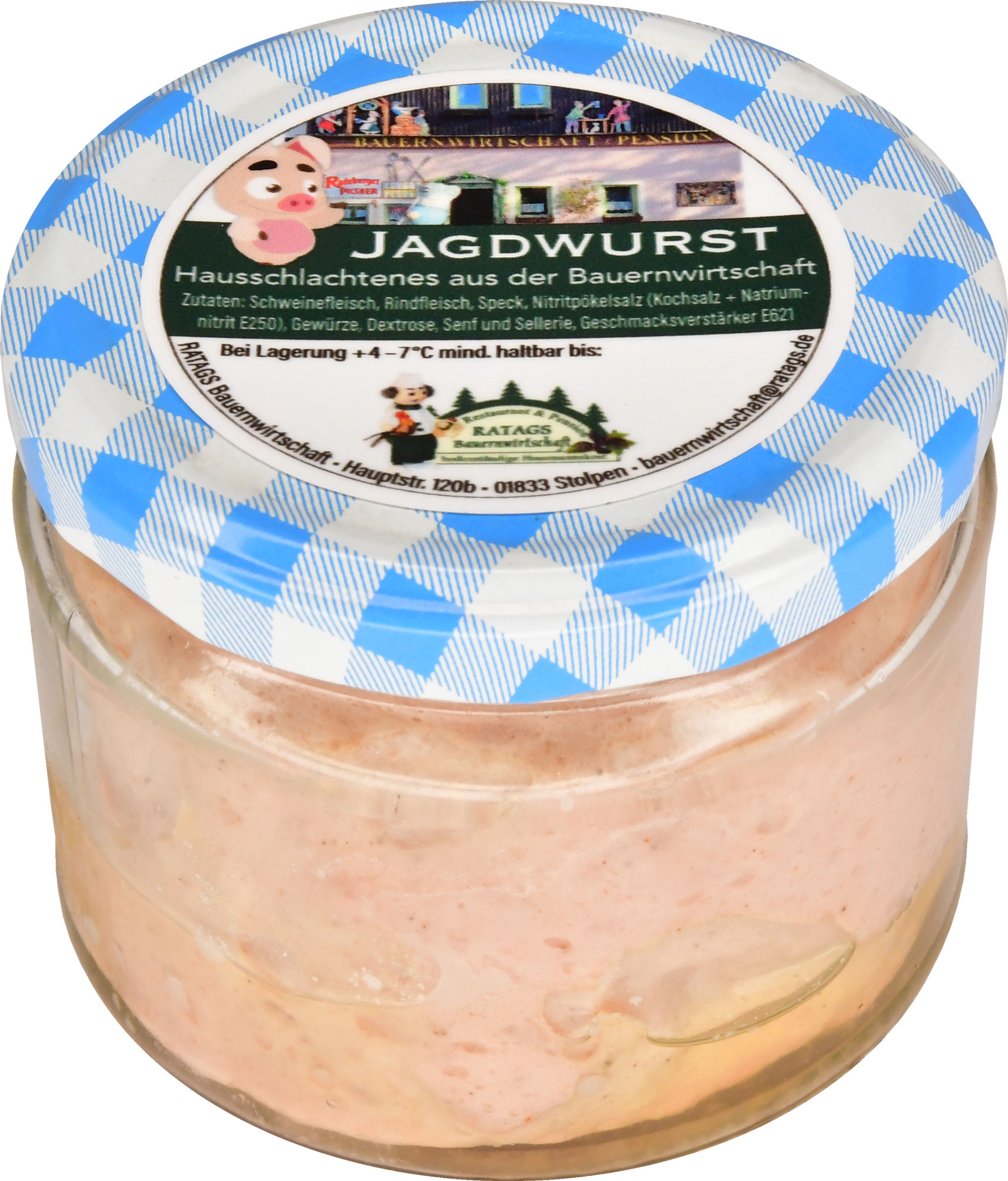 Hunting sausage in a jar made from pork / 260g sausage jar