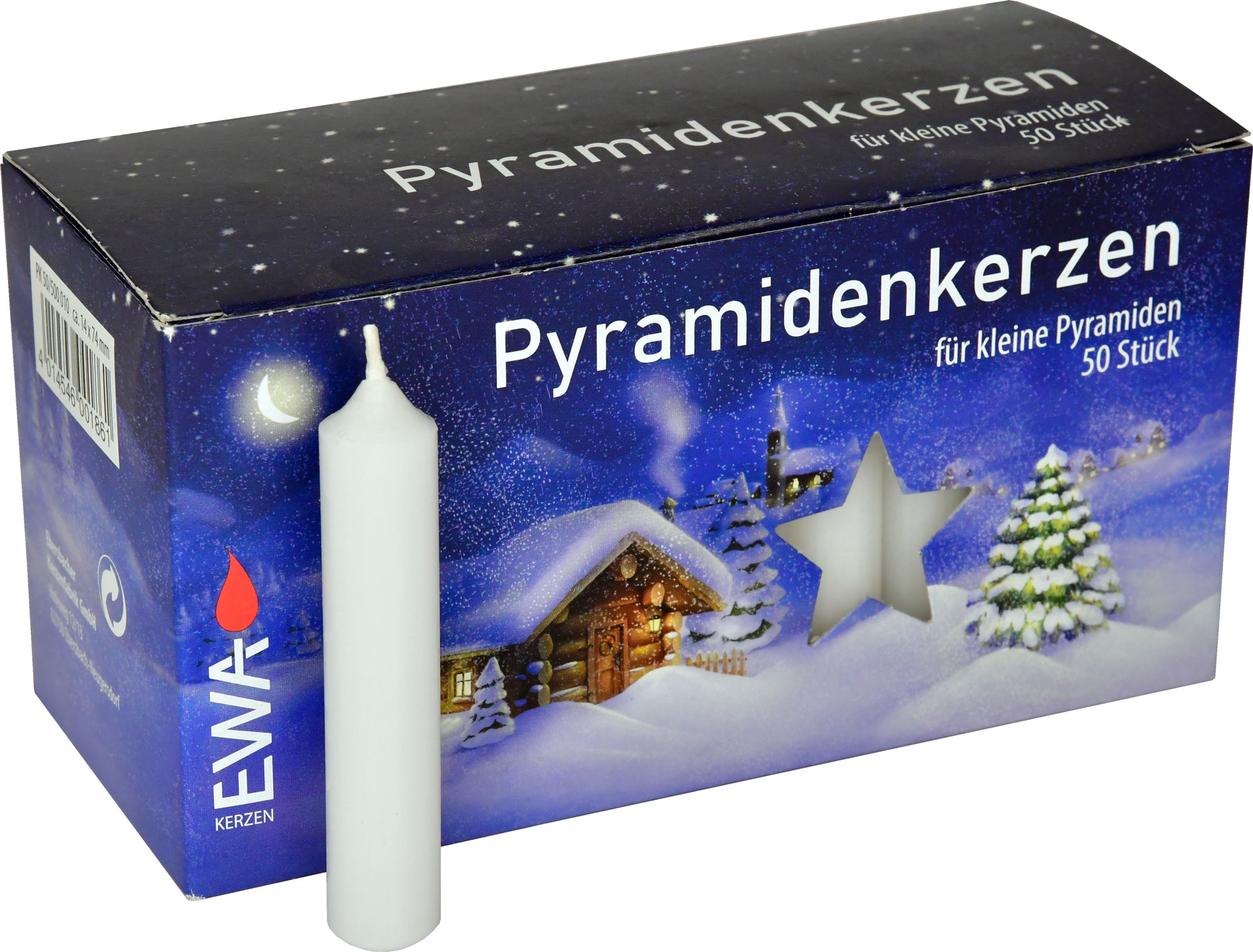 Pyramidenkerzen - weiß 50 Stück pro Packung