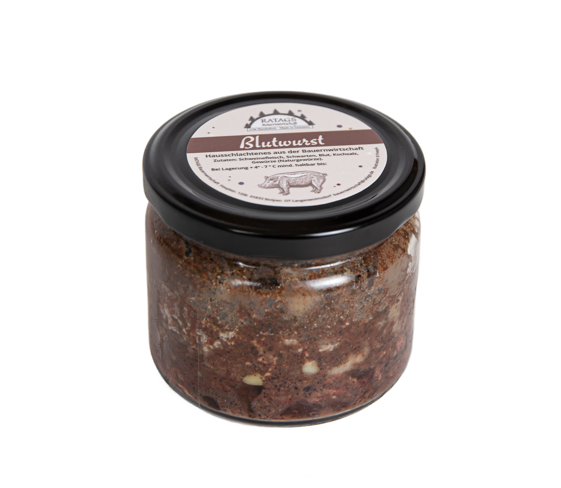 Blutwurst im Glas vom Schwein / 260g Wurstglas