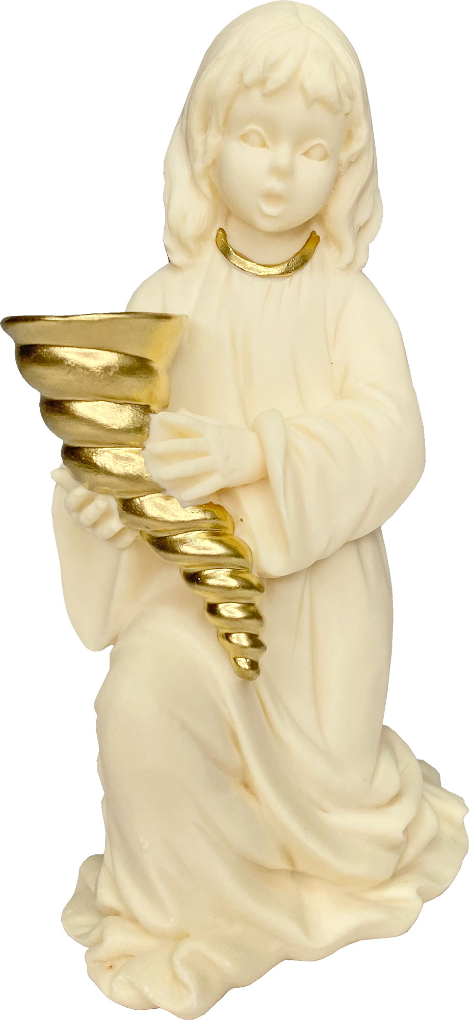 Poly angel with cornucopia, large, gold-plated FARO Italy