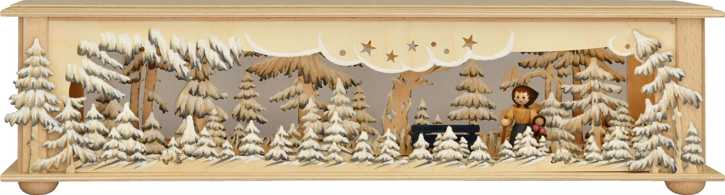 Small room light, forest woman, bench, hand-painted grey, hoarfrost