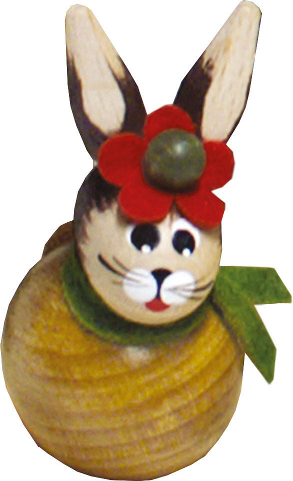 Bunny, small, sitting, red and green flower