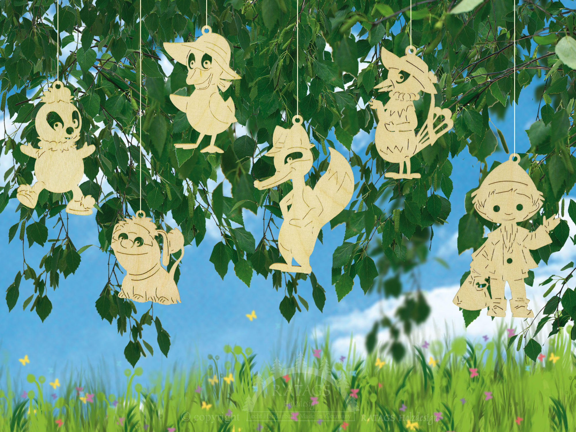 Decorative pendants Sandman and friends set, 6 pieces