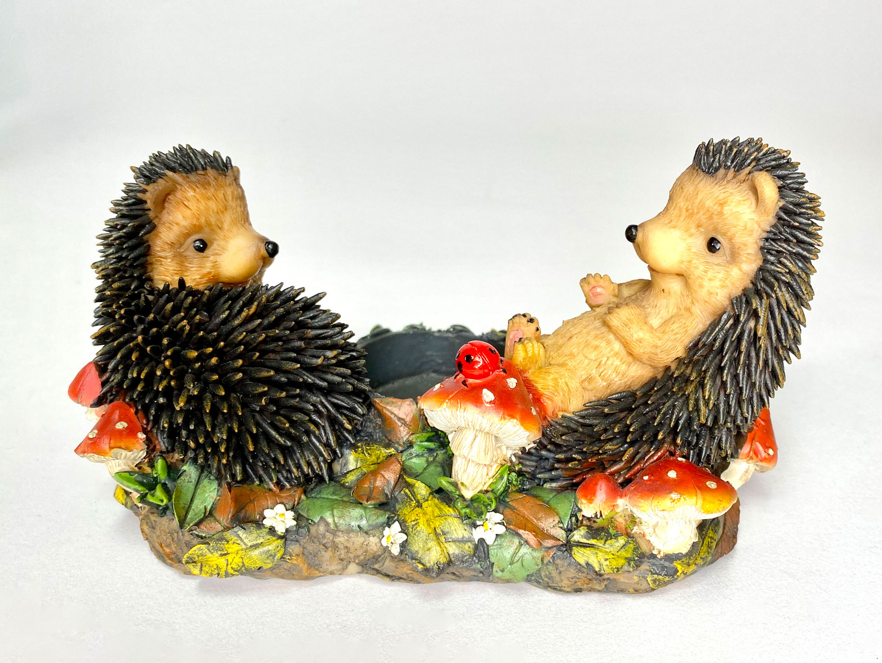 Tealight holder hedgehog, synthetic resin, coloured