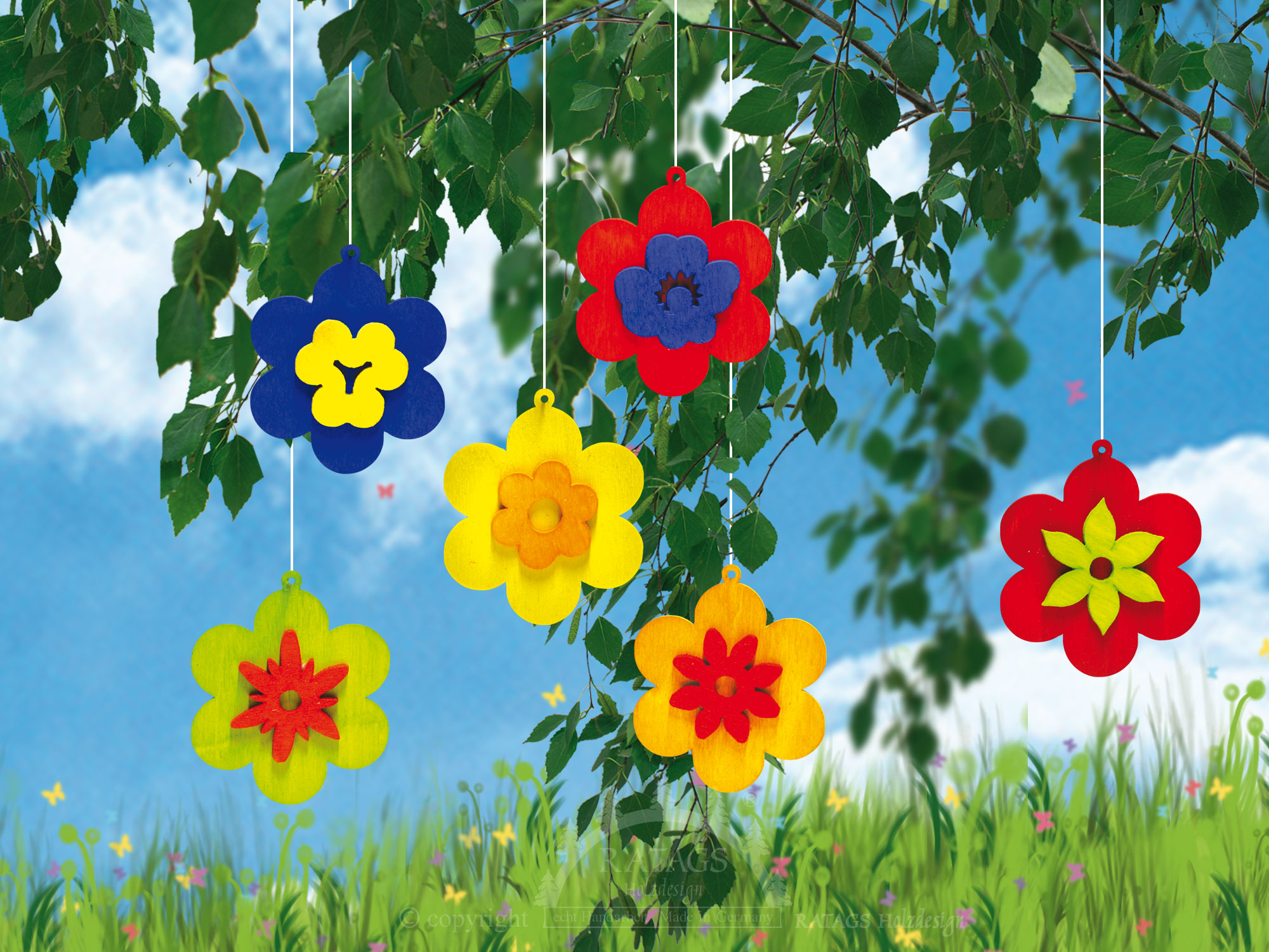 Baumbehang zum Basteln, 6er Set, Blumen, zum Gestalten Baumbehang zum Basteln, 6er Set, Blumen, zum Gestalten