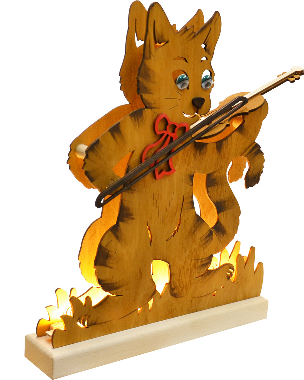 Night light, cat with violin