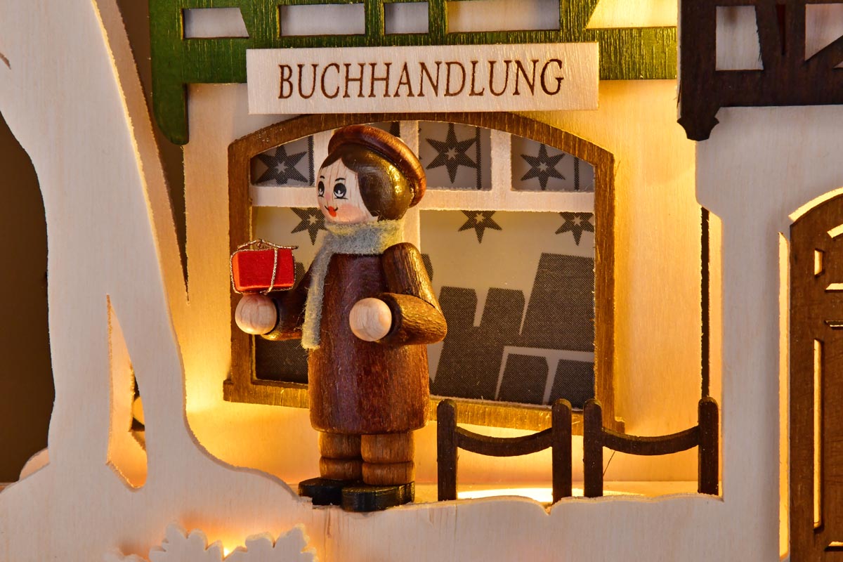 3D-Schwibbogen gr., Fachwerkdorf mit Wärmespiel