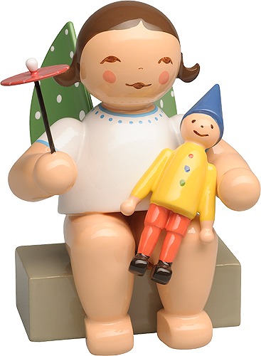 Engel mit Kasper und Schirm, dunkles Haar