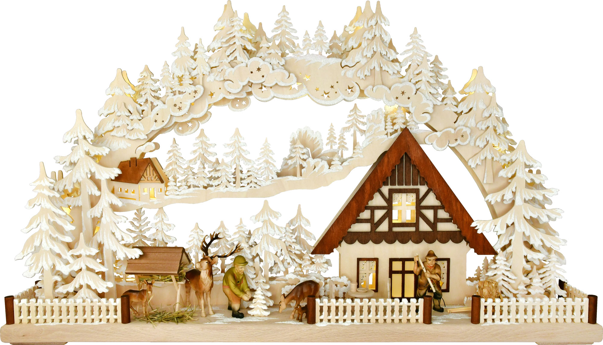 Arc lumineux 3D grand format, arrivée de l'hiver, givre