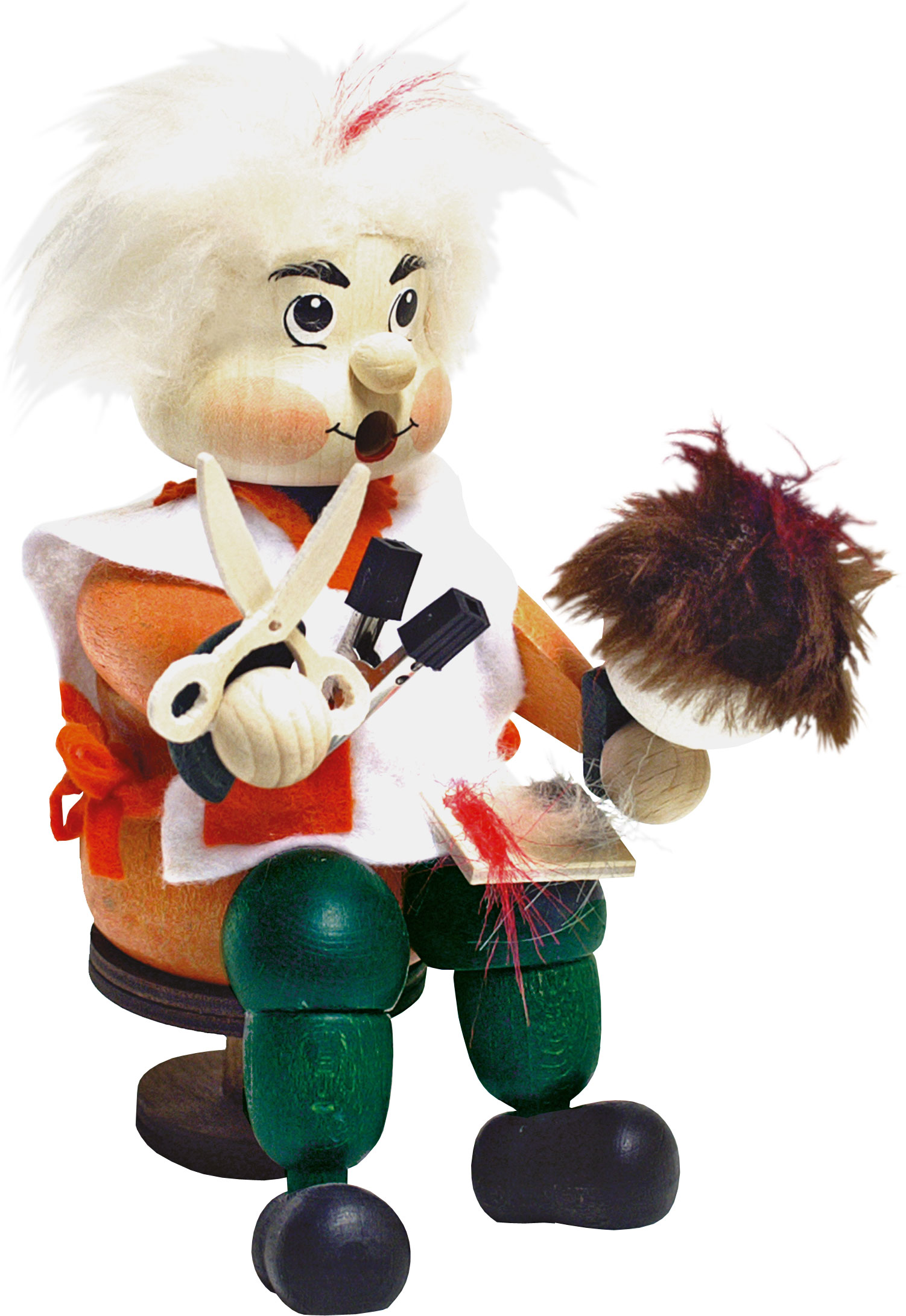 Smoking figurines, hairdresser's stool