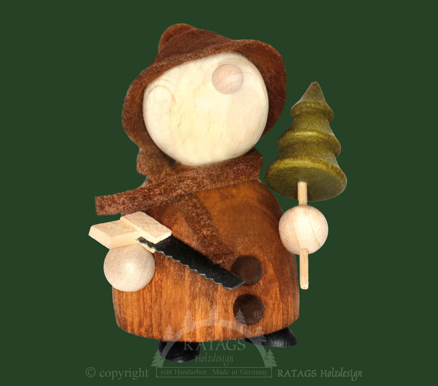 Molli Waldmann mit Säge, Bäumchen, braun