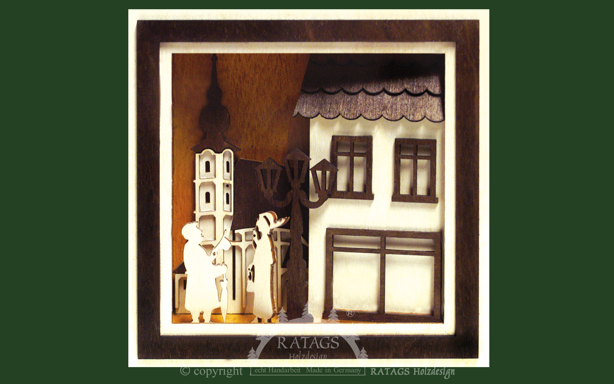 Tableau mural 3D, Alte Liebe, cadre brun foncé