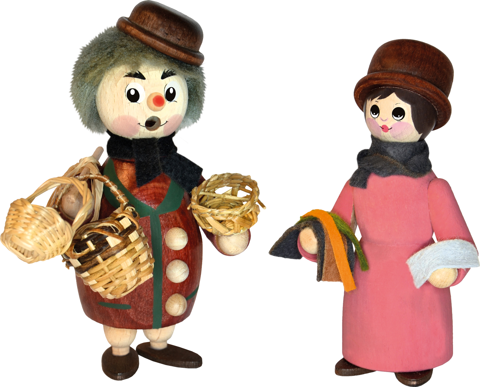 Røgelsefigurer til hobbybrug, kurvemager (RM) med kone (figur)