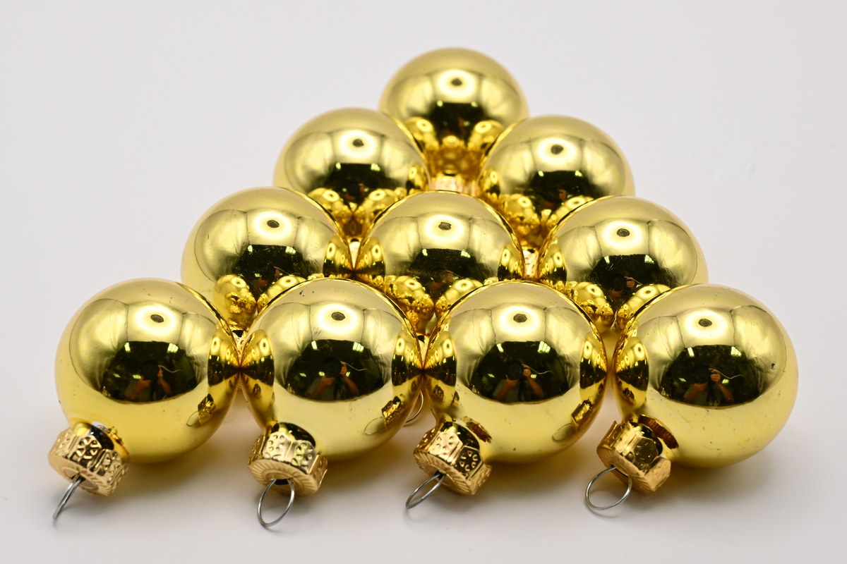 Glaskugeln, 18 Stück, 30 mm, gold gold shiny