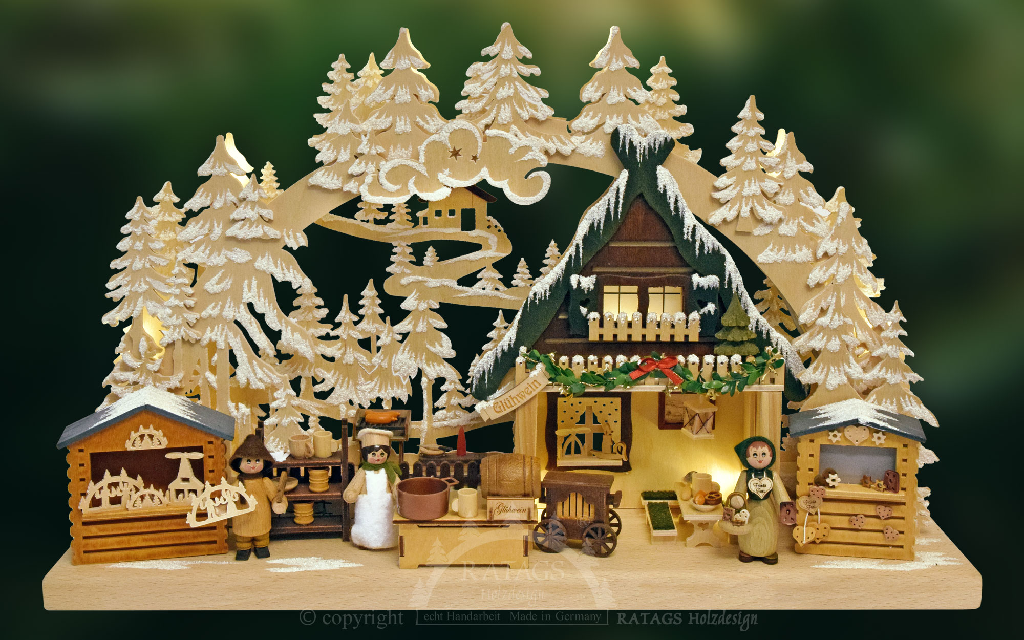 Small 3D Schwibbogen, St. Nicholas market with hoarfrost