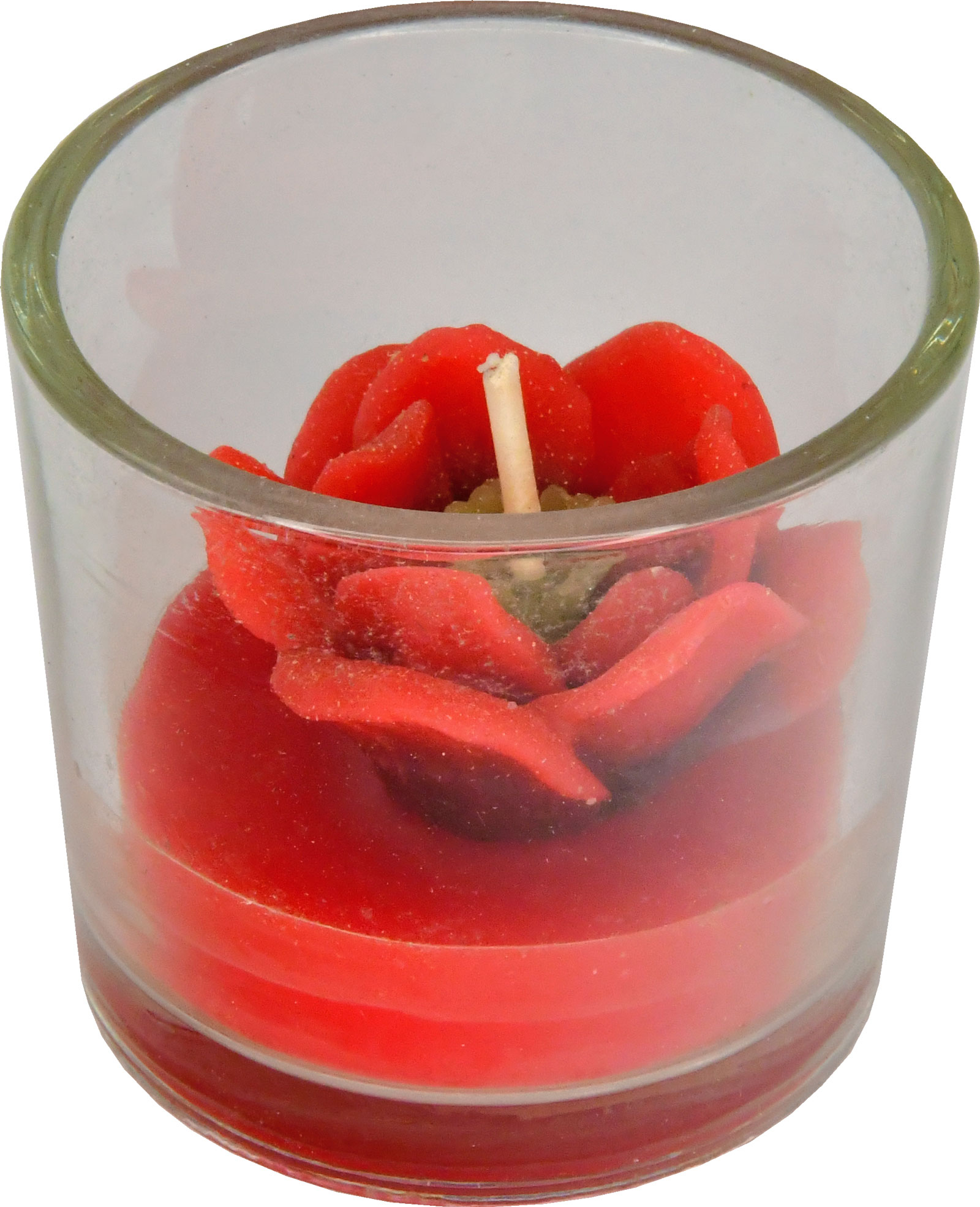 Candle in a glass, rose, red decorative candle