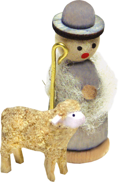 Miniature figures, set of 2, shepherd with sheep