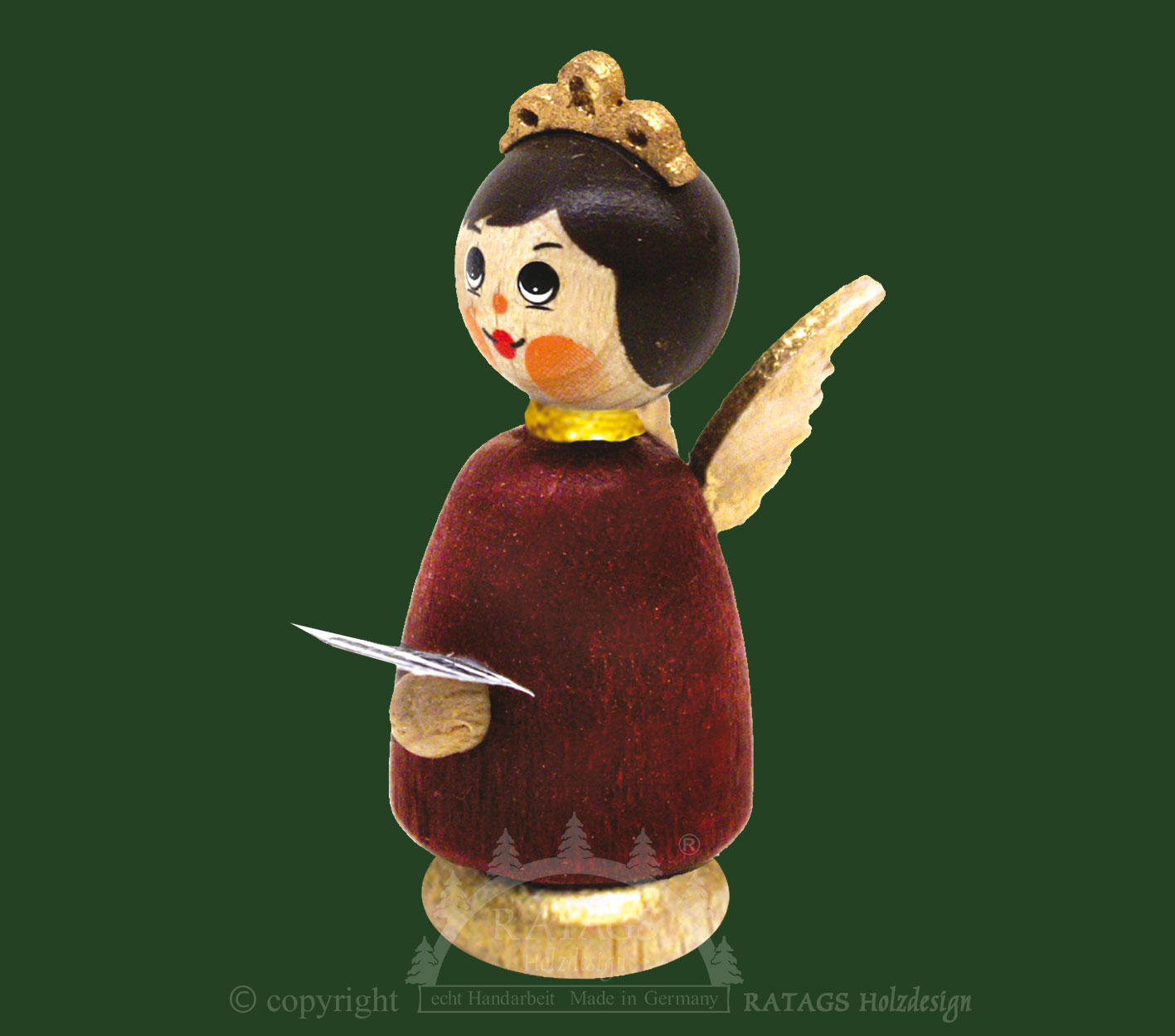 Figure, small angel with sheet music, red