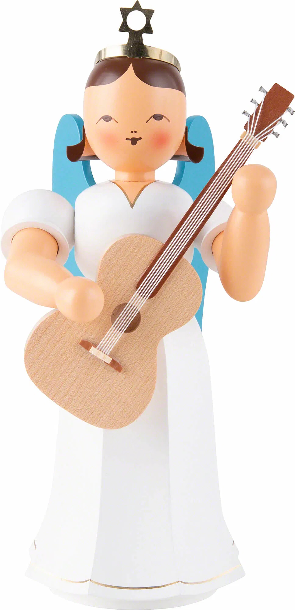 Hosszú szoknyás angyal 22 cm gitárral, színes