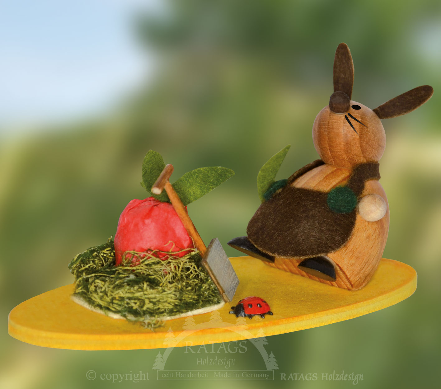 Bunny garden friend, turnip, spade, oval