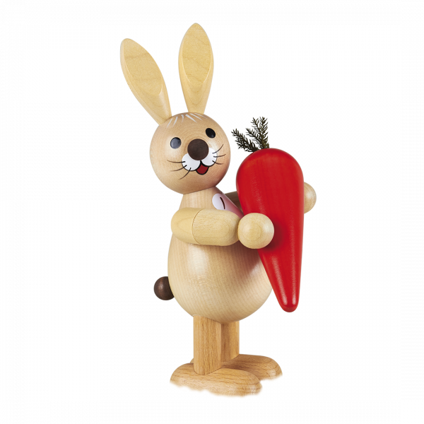 Easter bunny with carrot, medium, 18 cm