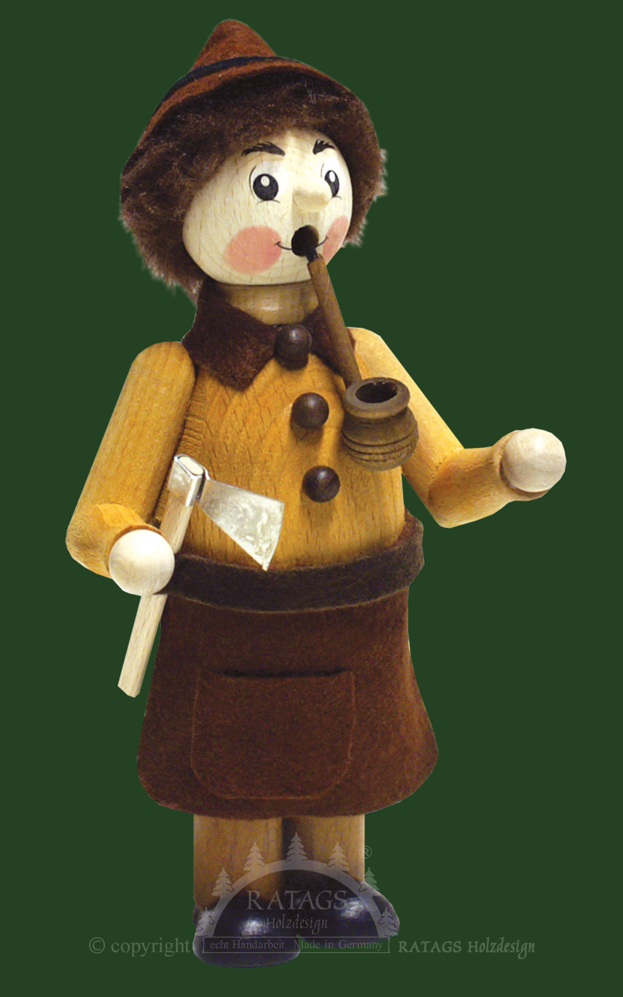 Naturpaffer, woodworker with felt hat, glazed