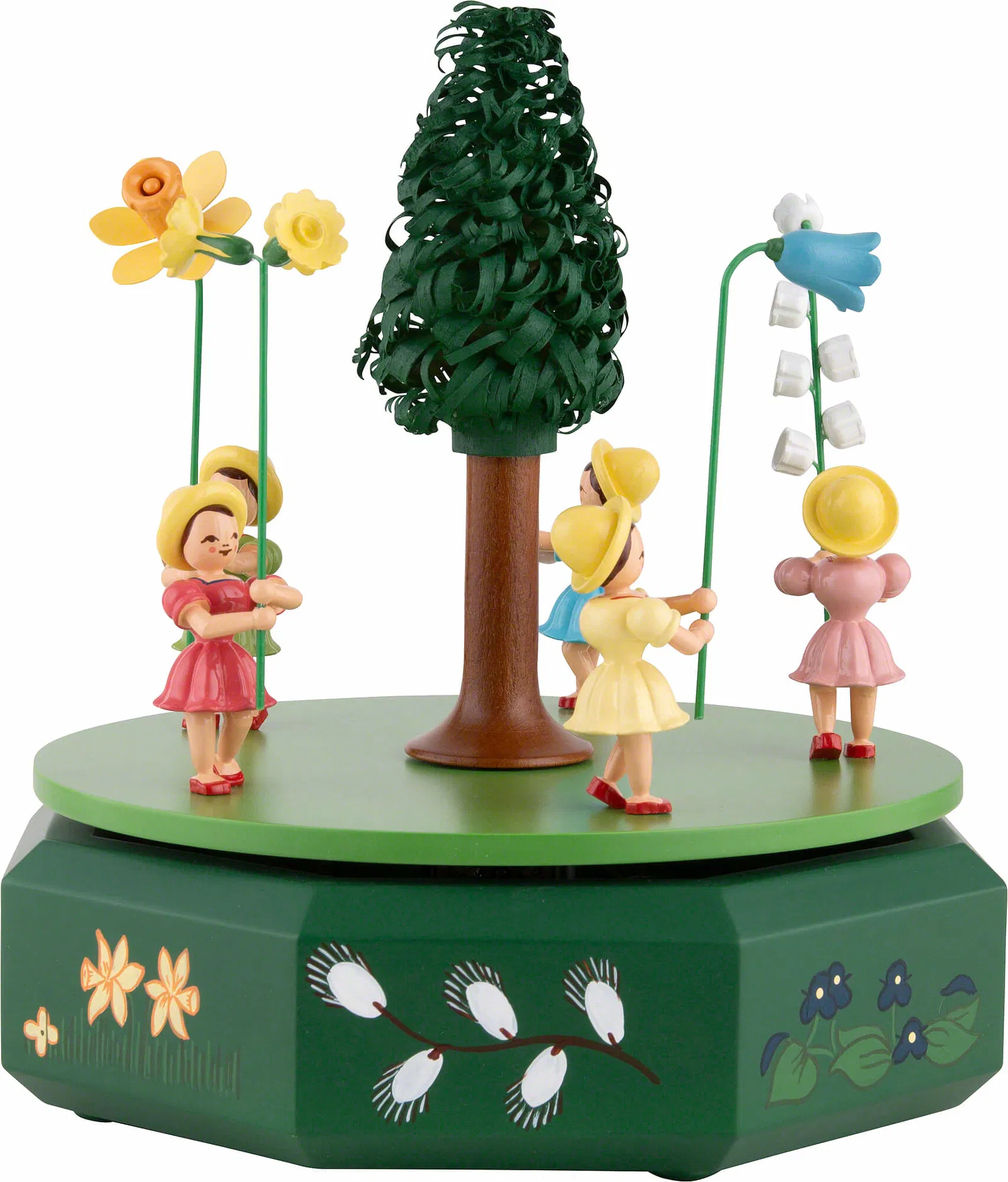 Spieldose mit 5 Blumenkindern, farbig