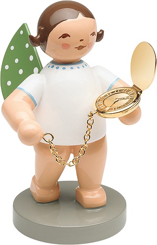 Begleiter, Engel mit Taschenuhr vergoldet, dunkles Haar