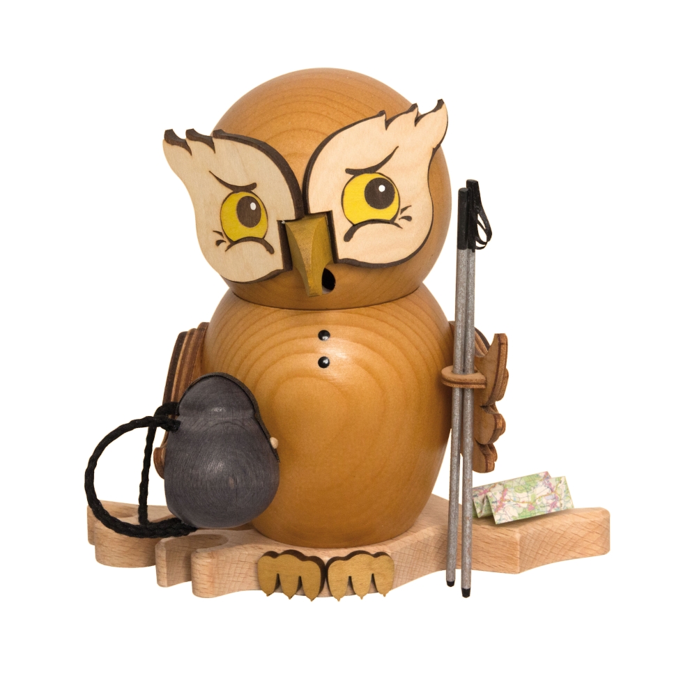 Rauchfigur Eule Wanderer ca. 15 cm