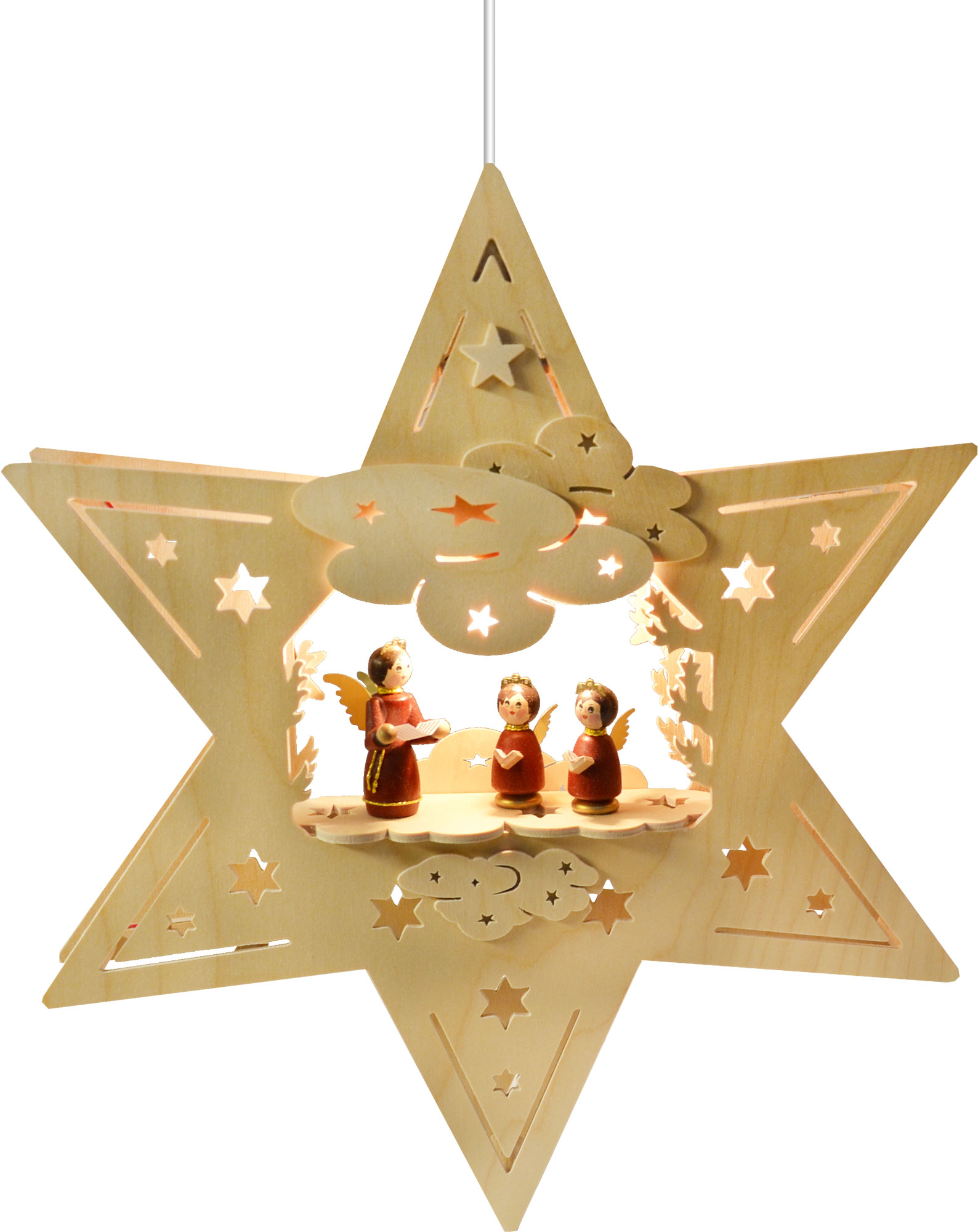 Window picture, illuminated, star, red angels