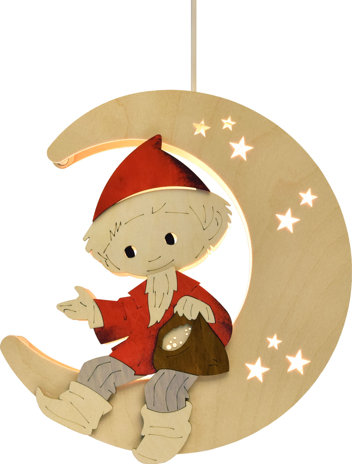 Window picture, Sandman in the moon, illuminated, colour, LED strip