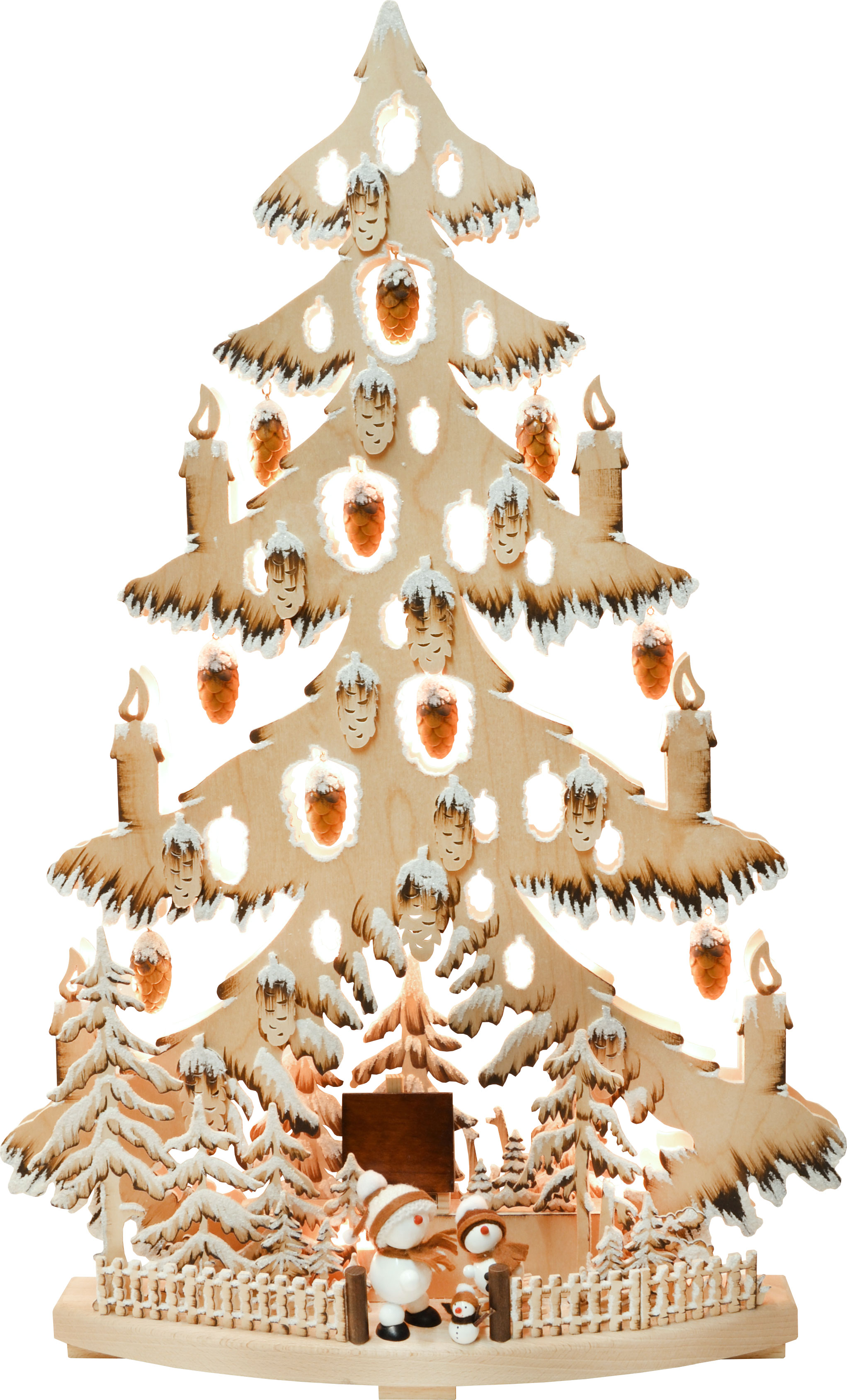 Large fir tree, cones, snowballs, white hand-painted brown, hoarfrost