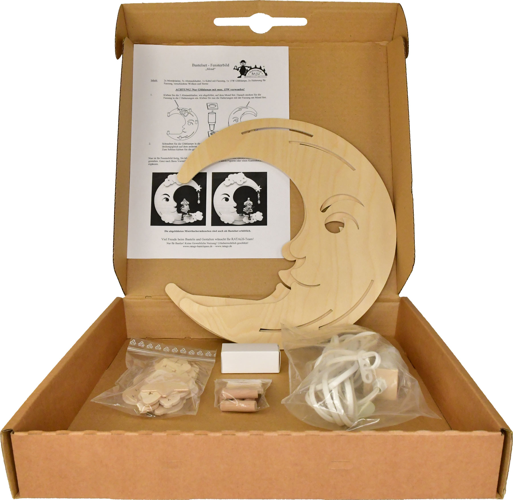 Window picture, illuminated, for crafting, moon, self-assembly