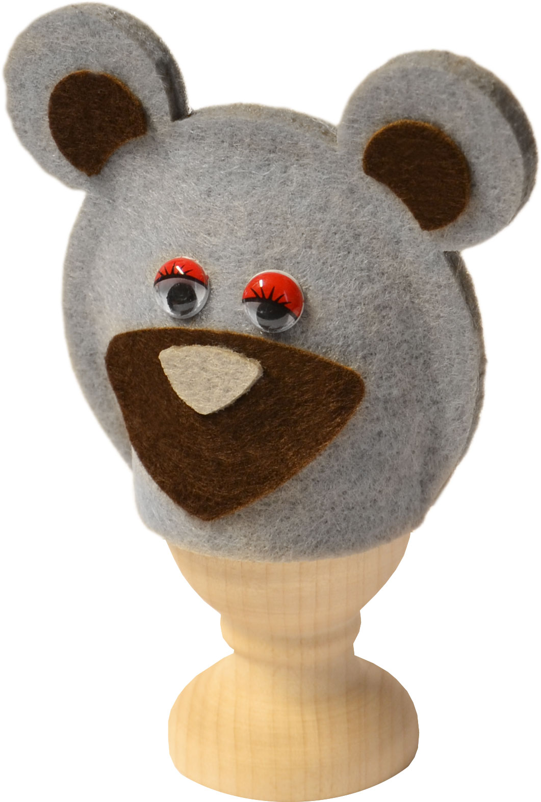 Teddy egg cosy for crafting, material F with googly eyes
