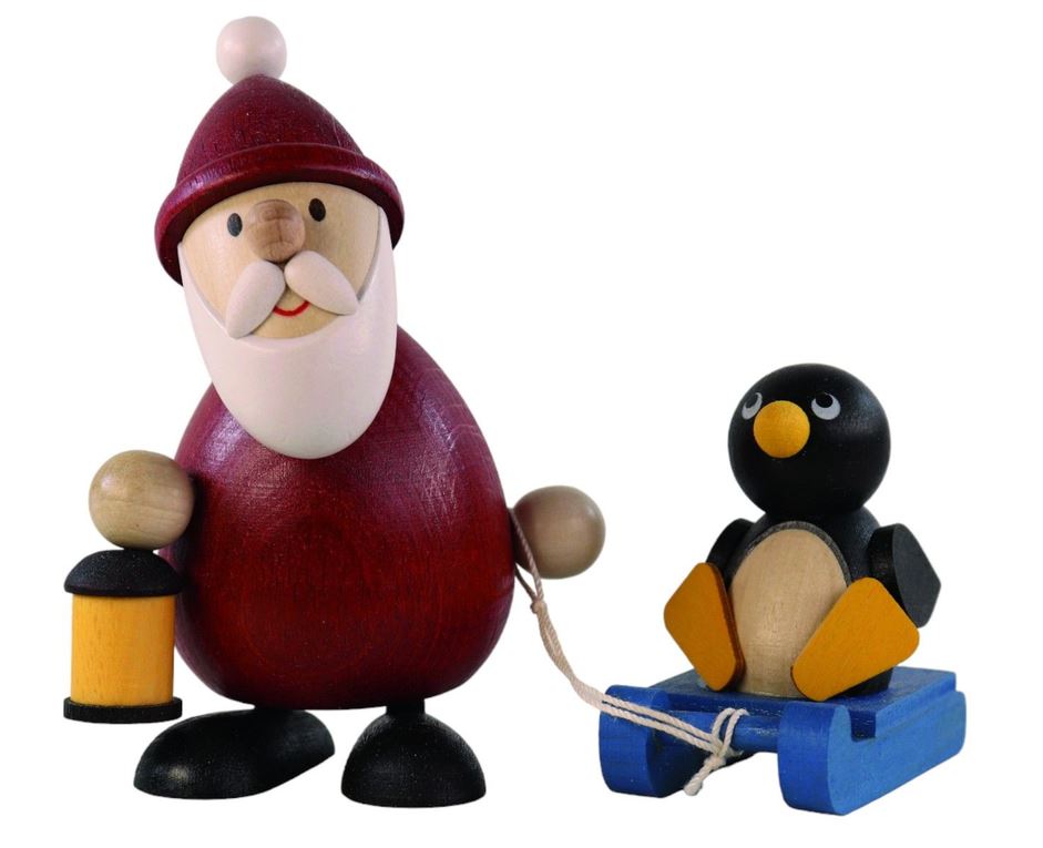 Weihnachtsmann mit Schlitten, Pinguin