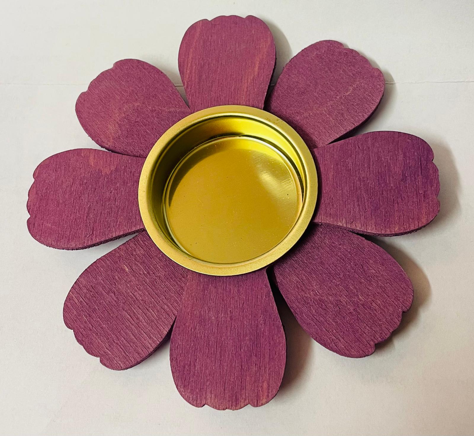 Teelichthalter, Blume, lila Ø 10,5 cm