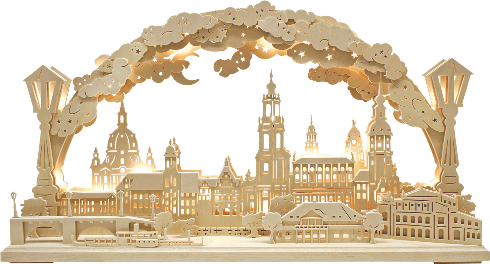 Large 3D candle arch, Dresden silhouette, natural