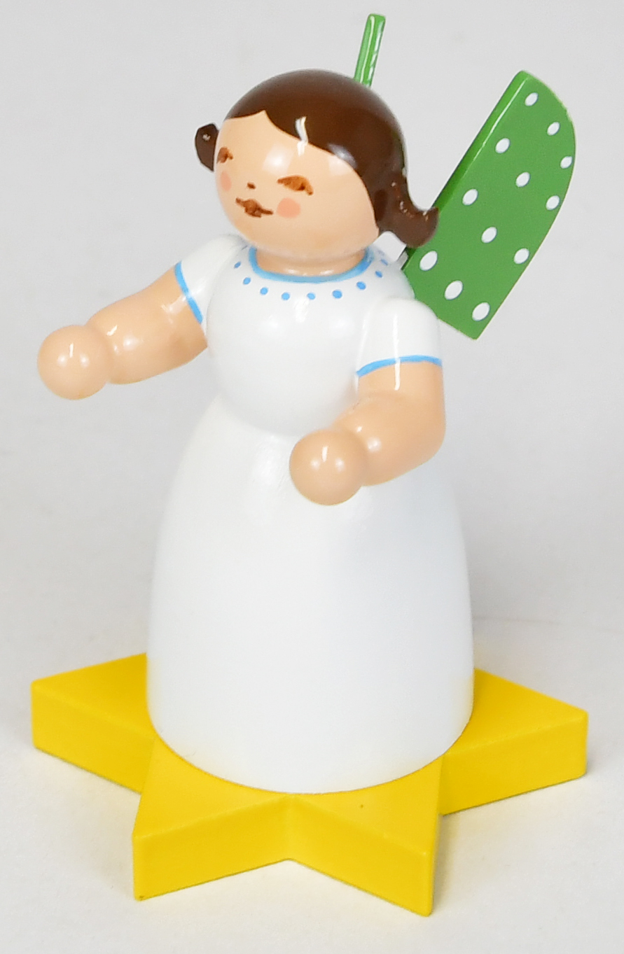 Lichterengel weiß auf Stern dunkles Haar