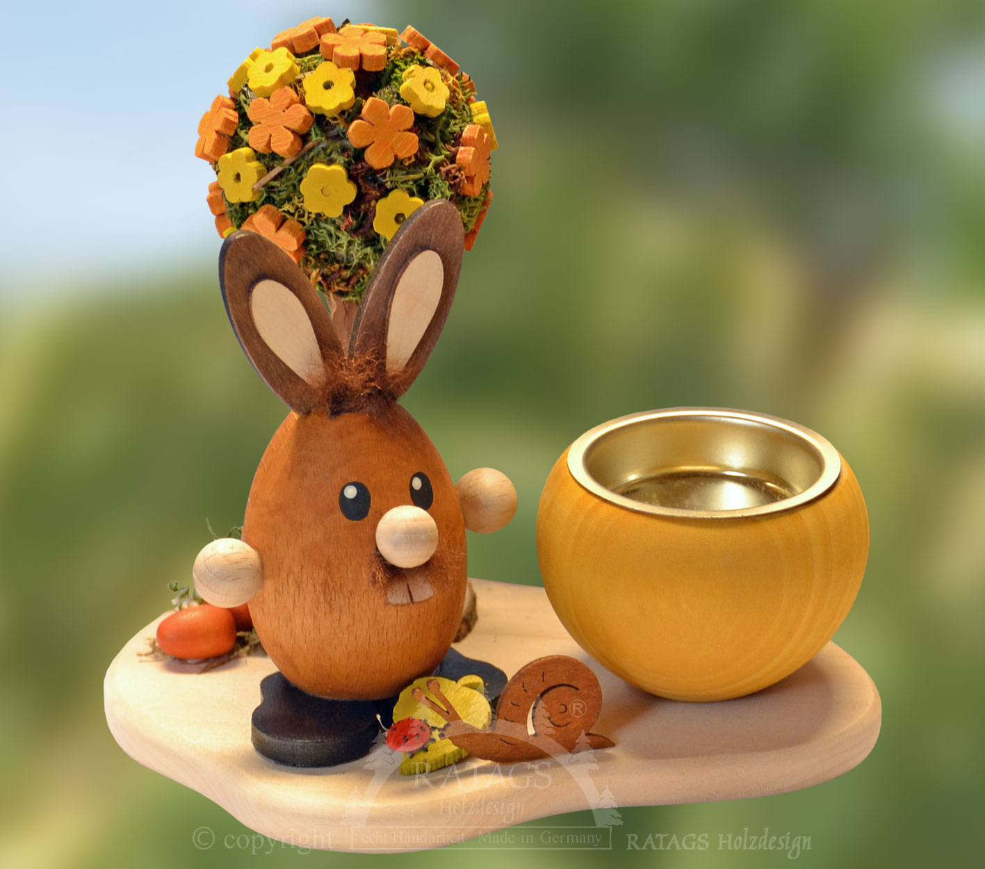 Tealight holder, rabbit on a flower tree