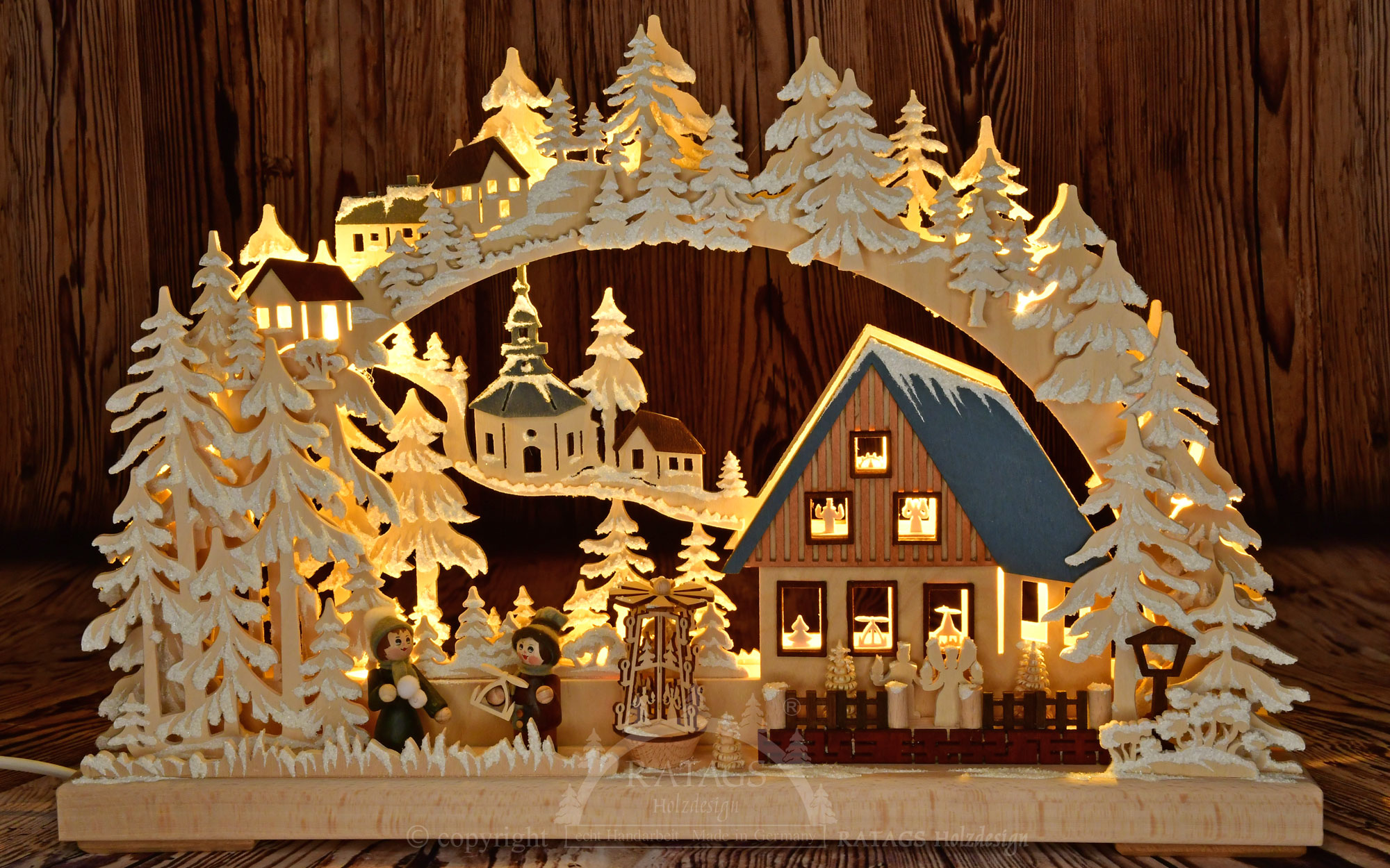 3D-Schwibbogen kl., Pyramidenhaus, Raureif 3D-Schwibbogen kl., Pyramidenhaus, Raureif