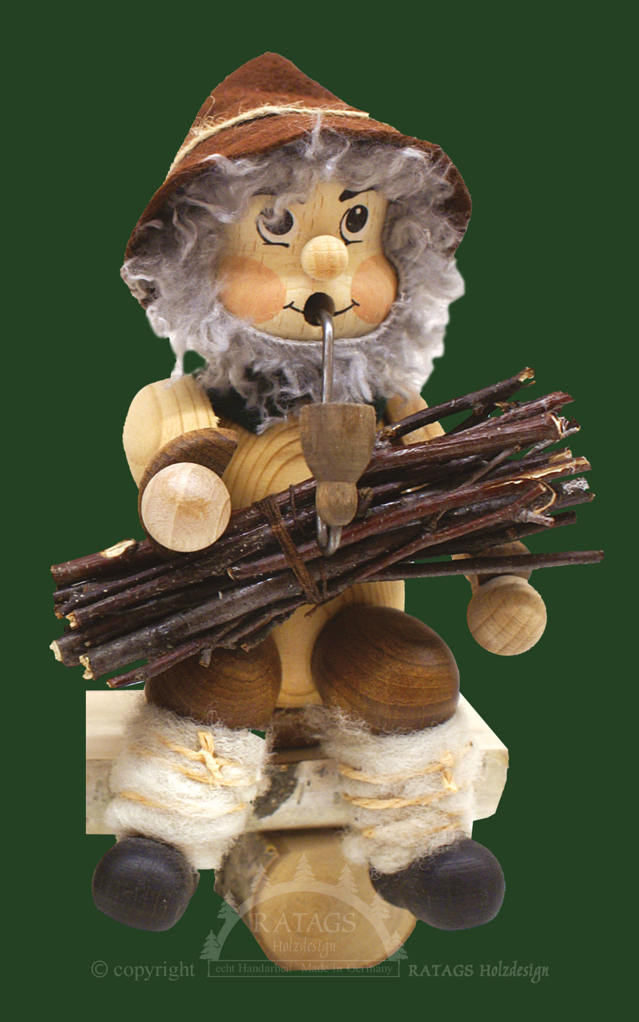 Edge stool, old wooden figure on birch bench