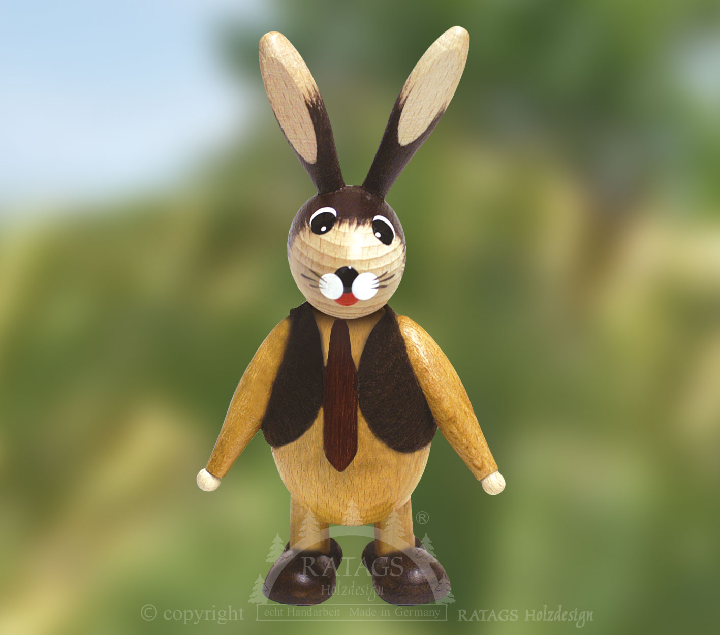 Knuffi kanin, brun vest, slips