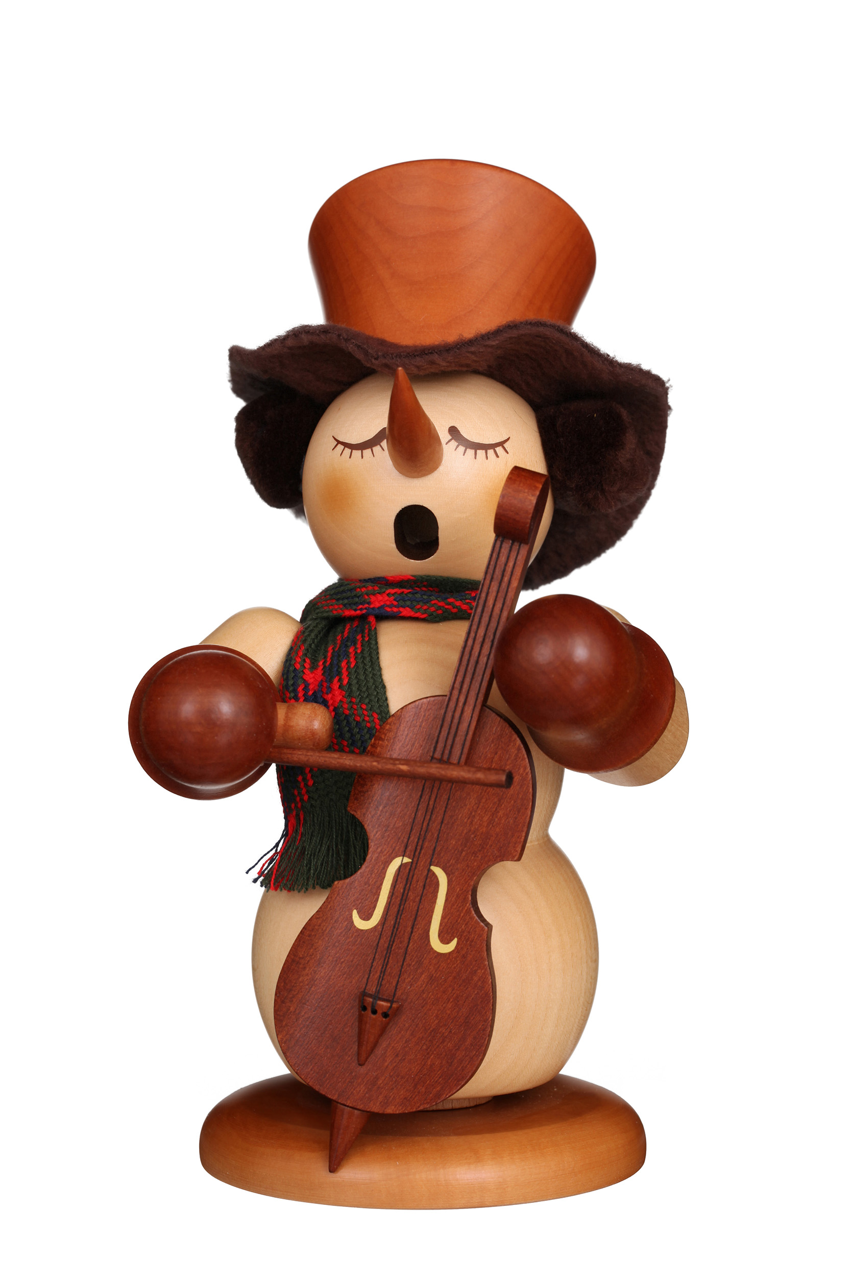 Smoking men Snowman with bass, natural, 23.0 cm
