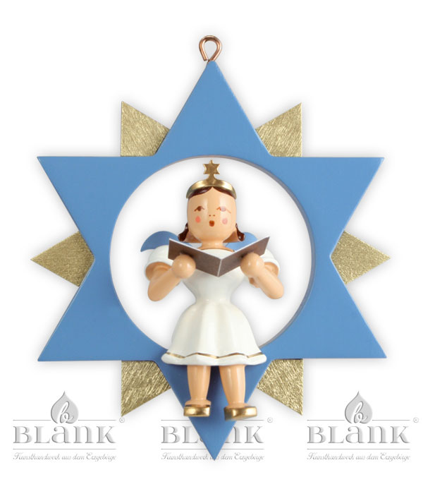 Angel in a star, coloured singer, 9 cm