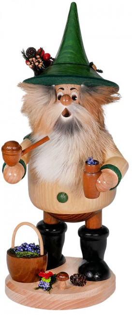 Smoking man forest gnome blueberry picker green – 26 cm