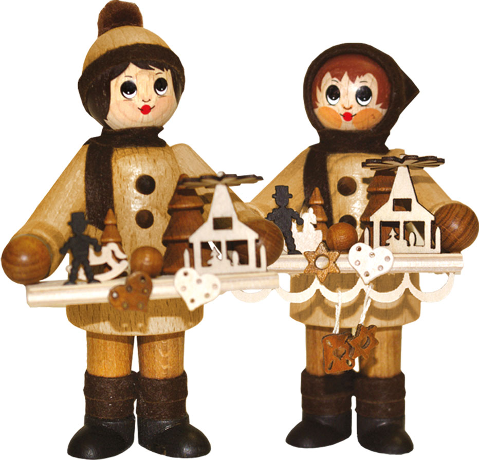 Figuren groß, 2er Set, Striezelkinder, natur