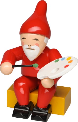 Heinzelmännchen mit Pinsel und Malpalett