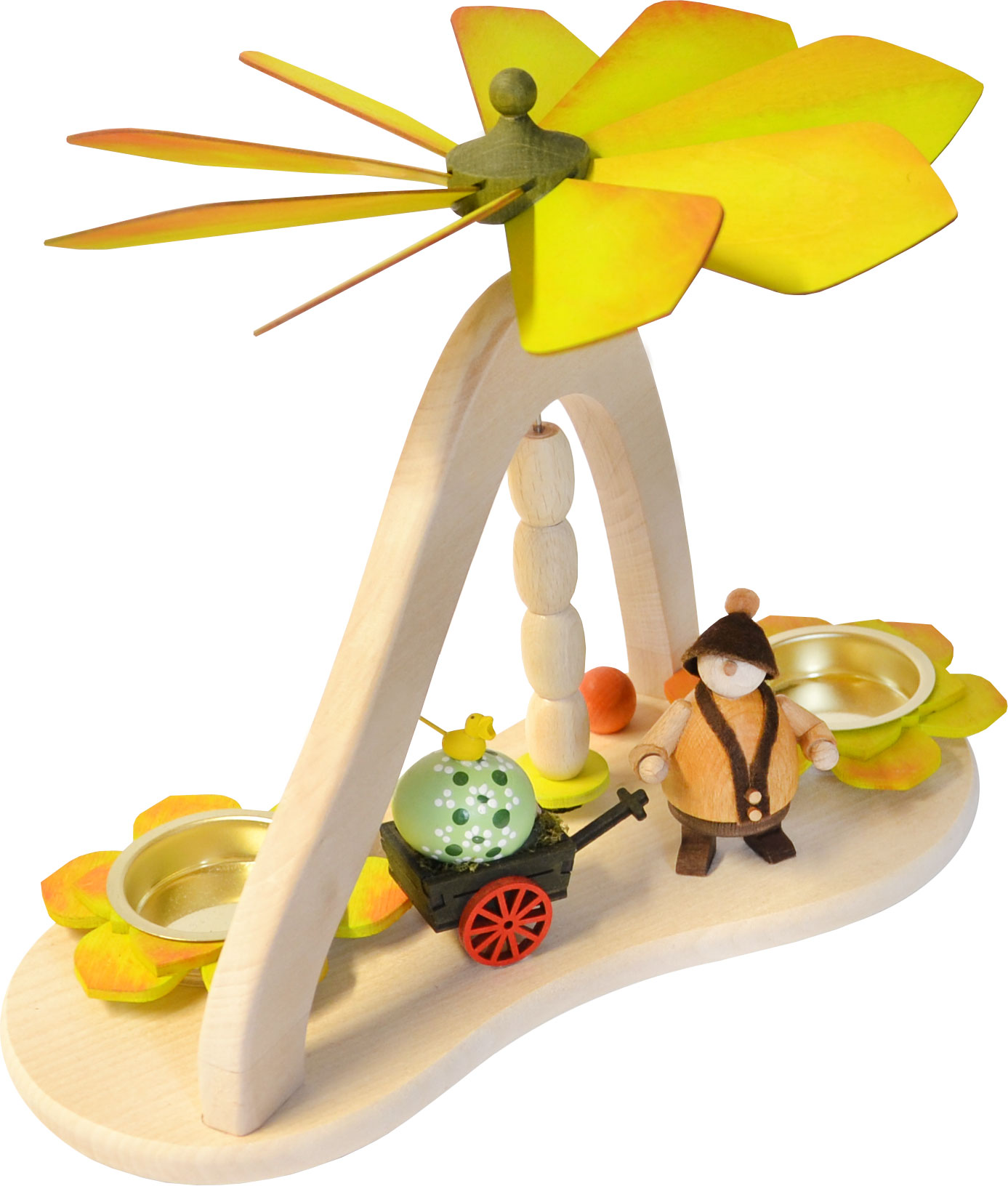 Massivholzpyramide, Walki mit Leiterwage 2 Teelichthalter Massivholzpyramide, Walki mit Leiterwage 2 Teelichthalter